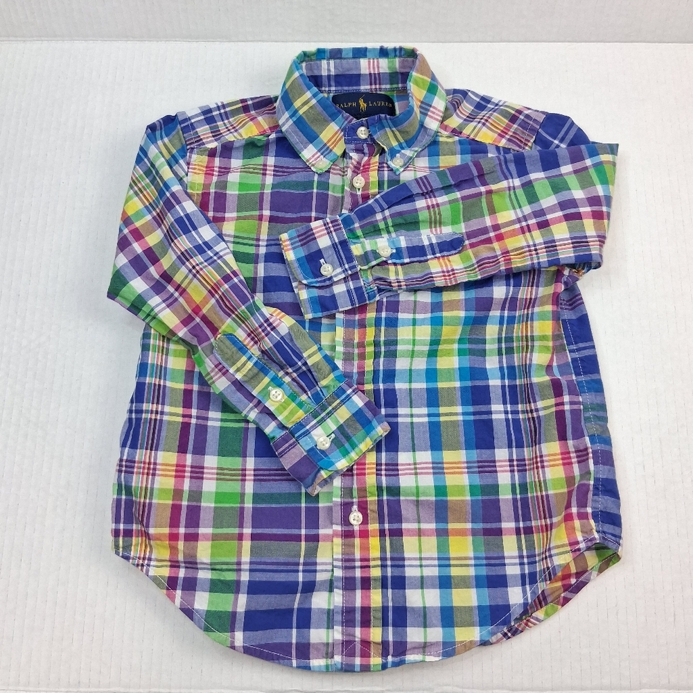 Ralph Lauren Multicolor Madras Plaid Long Sleeve Button Down Shirt